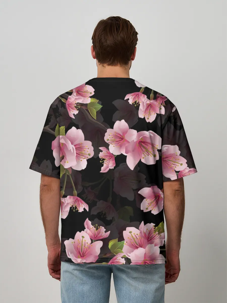 Мужская футболка оверсайз / САКУРА ВИШНЯ