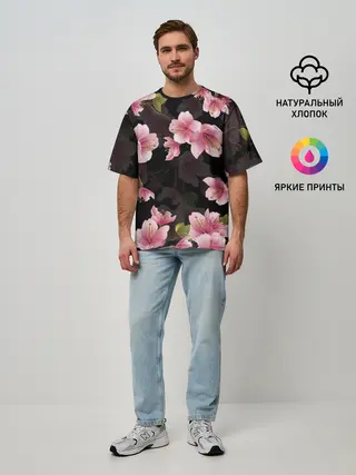 Мужская футболка оверсайз / САКУРА ВИШНЯ
