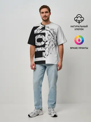 Мужская футболка оверсайз / Lion