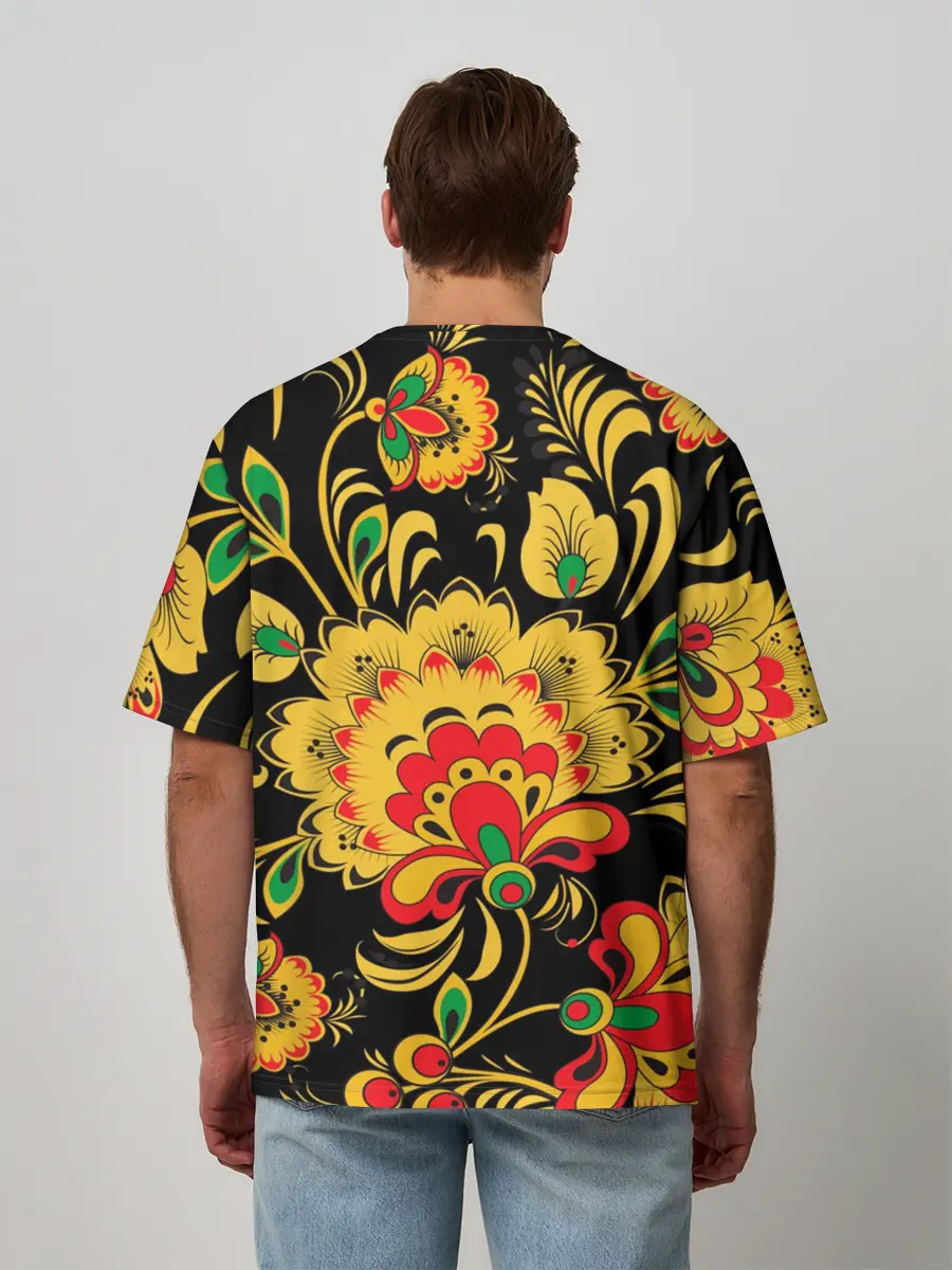 Мужская футболка оверсайз / Хохлома