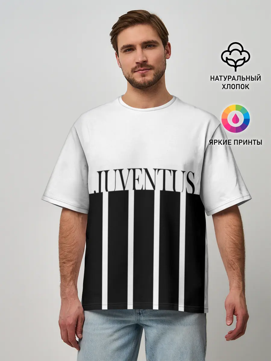 Мужская футболка оверсайз / Juventus | Tee Black and White