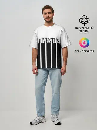 Мужская футболка оверсайз / Juventus | Tee Black and White