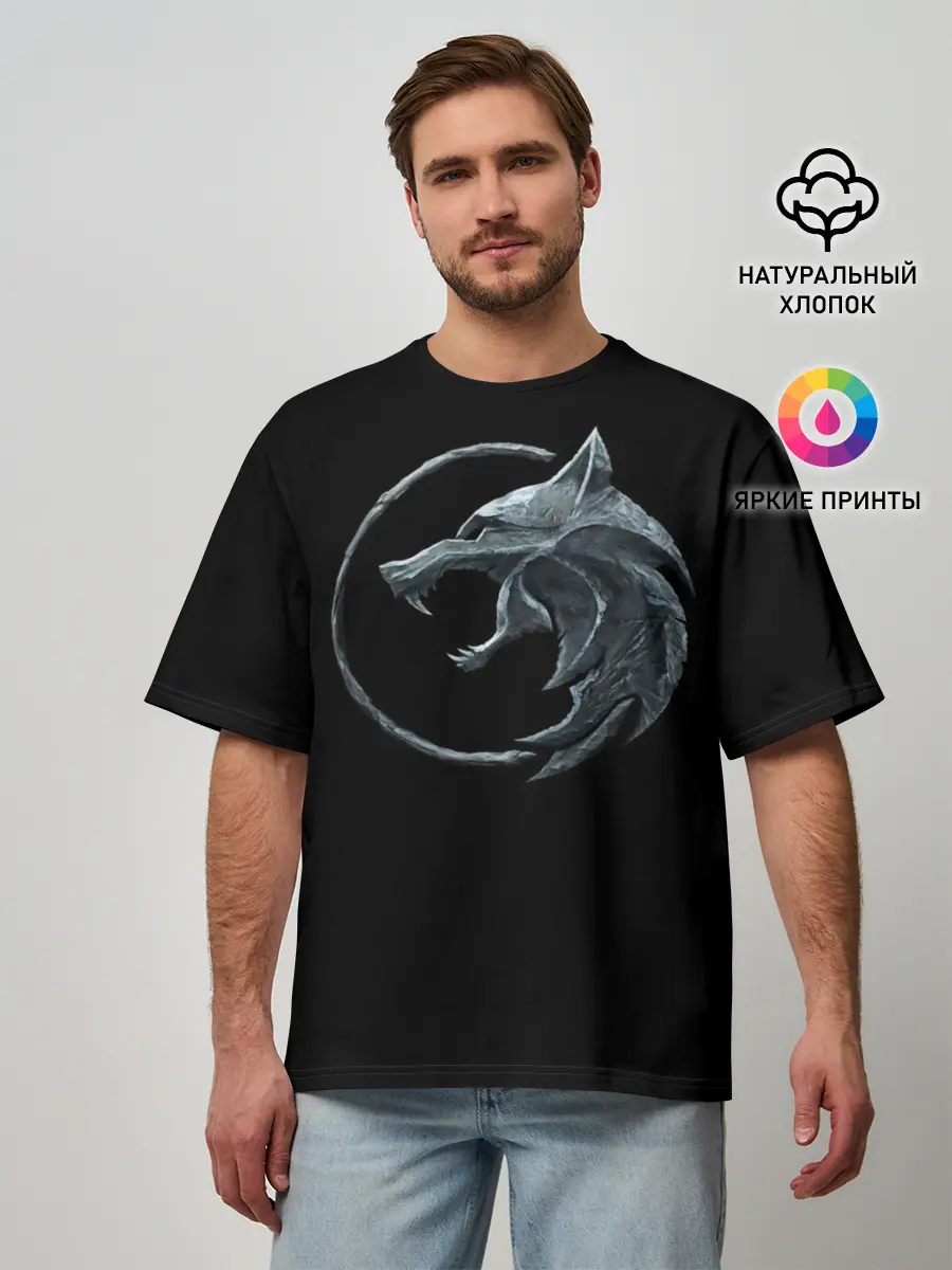 Мужская футболка оверсайз / Wolf