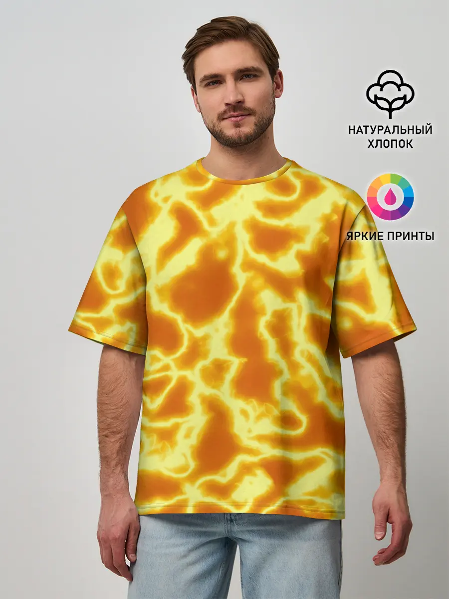 Мужская футболка оверсайз / Огненная вспышка