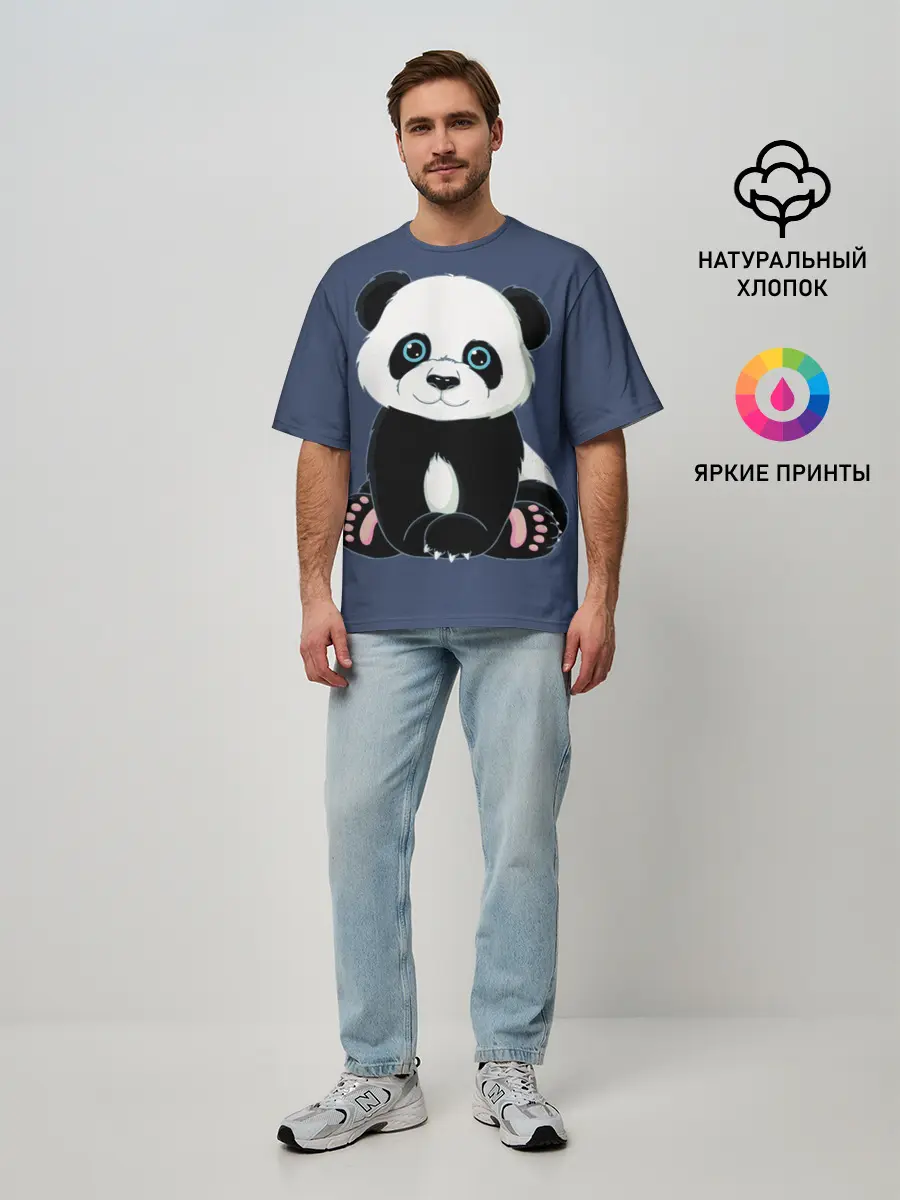 Мужская футболка оверсайз / Милая Панда