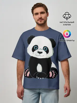 Мужская футболка оверсайз / Милая Панда