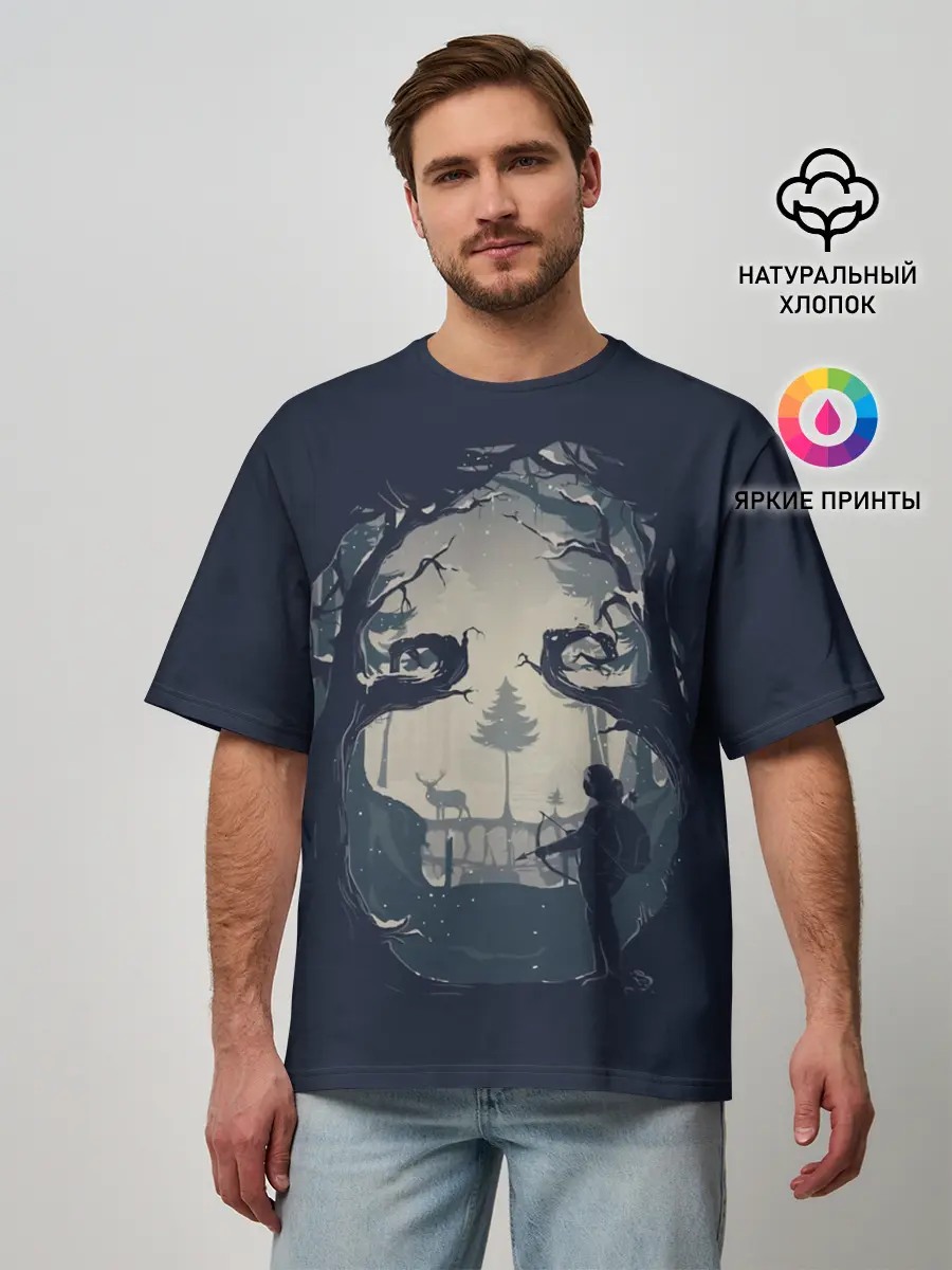 Мужская футболка оверсайз / Элли на охоте