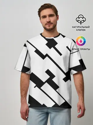 Мужская футболка оверсайз / ГЕОМЕТРИЯ,АБСТРАКЦИЯ,ПОЛОСЫ