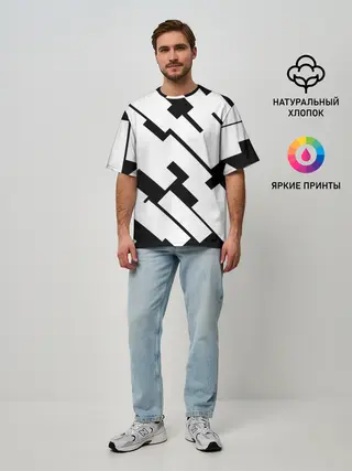 Мужская футболка оверсайз / ГЕОМЕТРИЯ,АБСТРАКЦИЯ,ПОЛОСЫ