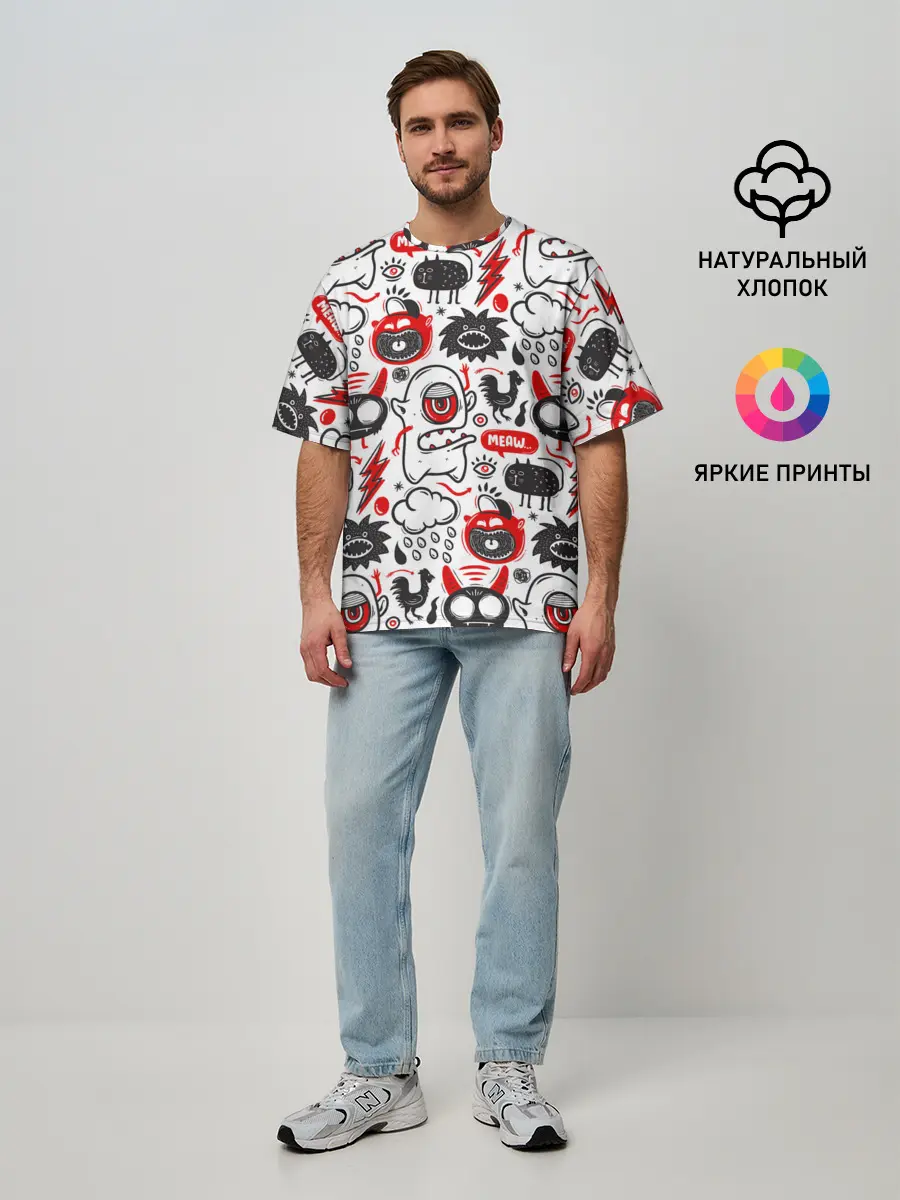 Мужская футболка оверсайз / Pop art