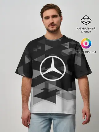 Мужская футболка оверсайз / Mercedes sport geometry