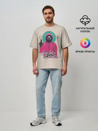 Мужская футболка оверсайз / Squid game - Игра в кальмара треугольник
