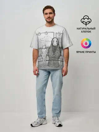 Мужская футболка оверсайз / Тихиро и Каонаси