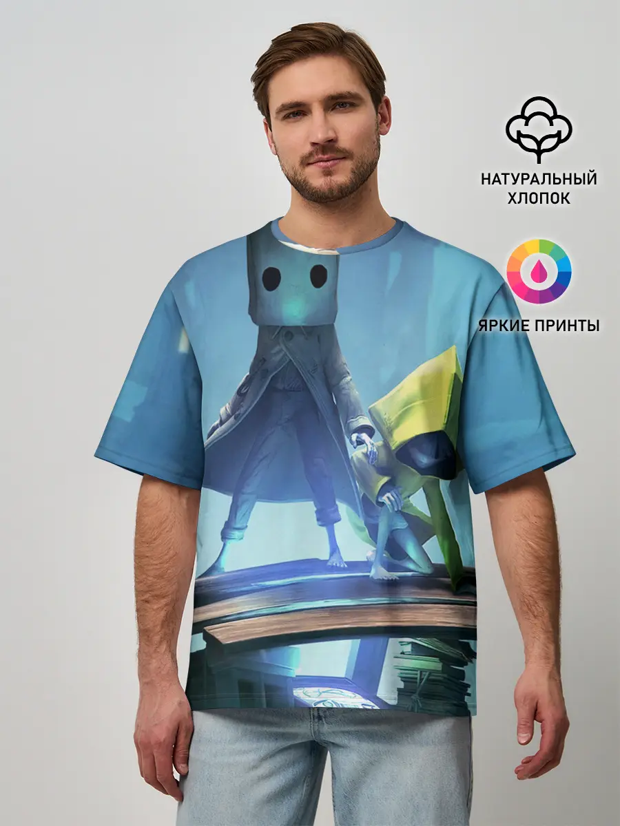 Мужская футболка оверсайз / Little Nightmares || арт шестой и моно