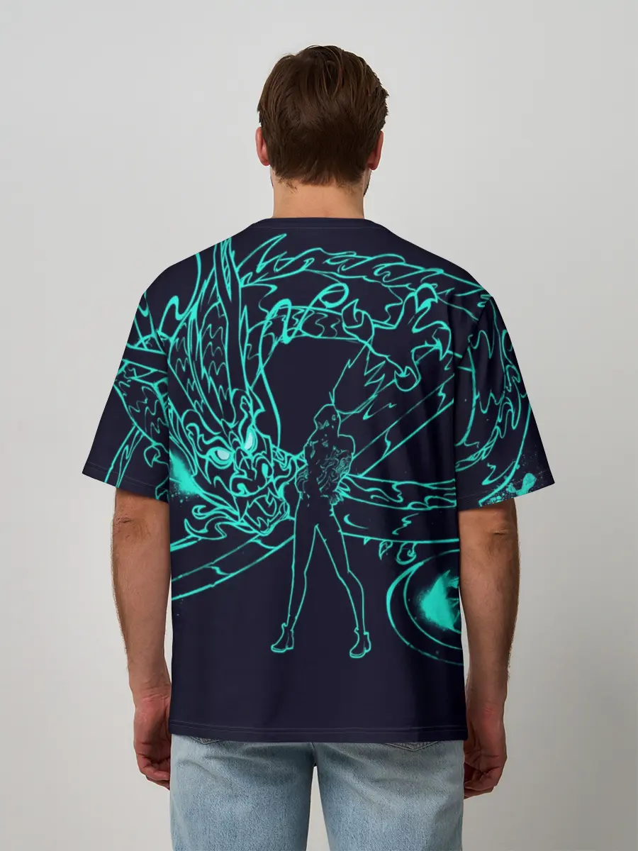 Мужская футболка оверсайз / Neon Dragon