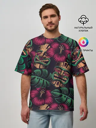 Мужская футболка оверсайз / Тропический