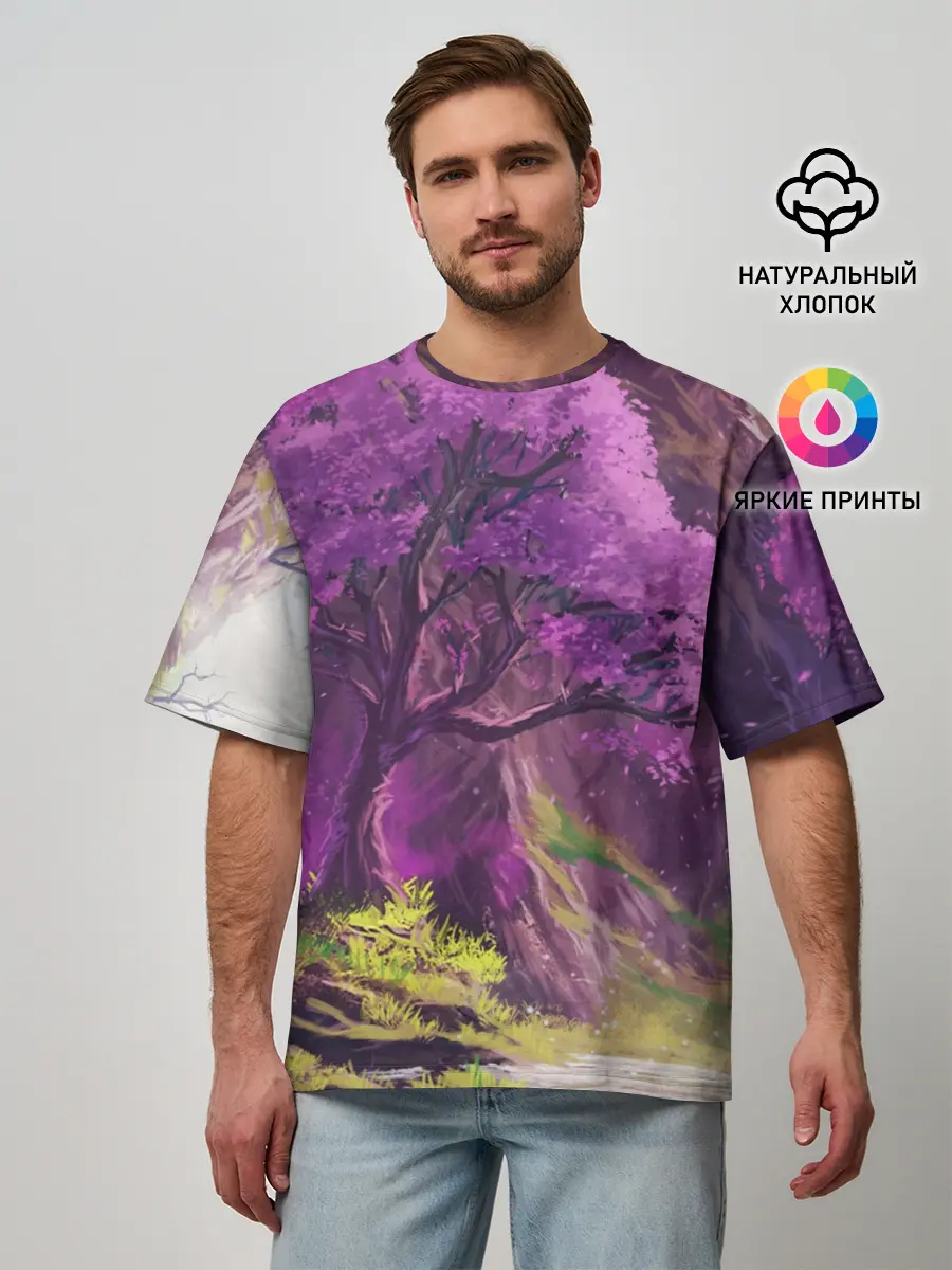 Мужская футболка оверсайз / ДЕРЕВО САКУРЫ