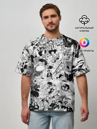Мужская футболка оверсайз / One Piece Манга страницы