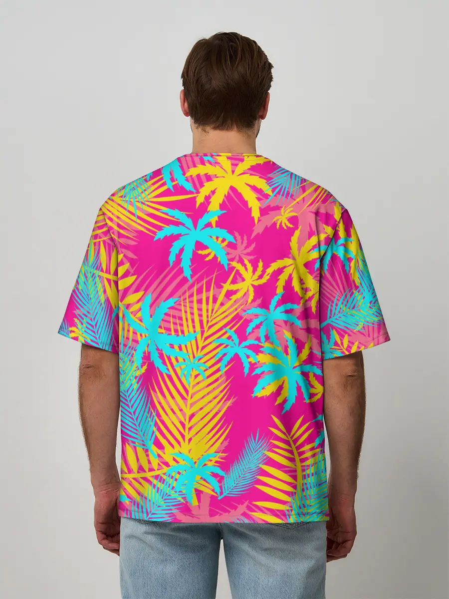 Мужская футболка оверсайз / НЕОНОВЫЕ ПАЛЬМЫ / НЕОН / NEON