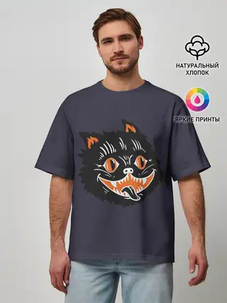 Мужская футболка оверсайз / Одержимый кот
