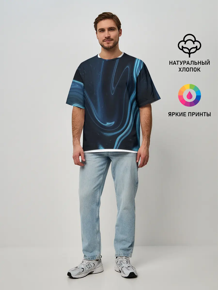 Мужская футболка оверсайз / Космическая волна