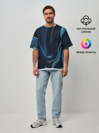 Мужская футболка оверсайз / Космическая волна