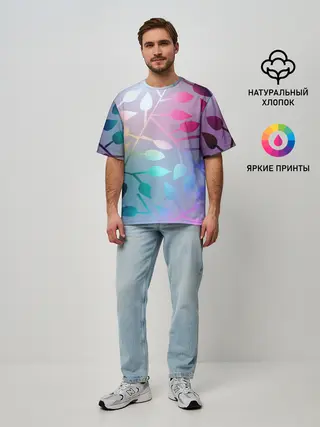 Мужская футболка оверсайз / Листья.