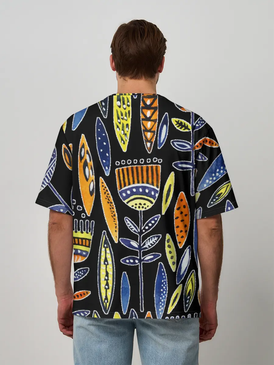 Мужская футболка оверсайз / вечные цветы фараона