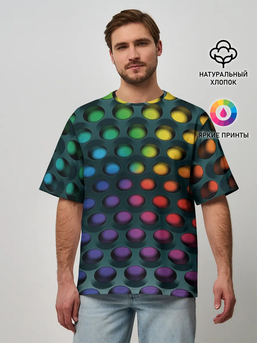 Мужская футболка оверсайз / 3Д спектр