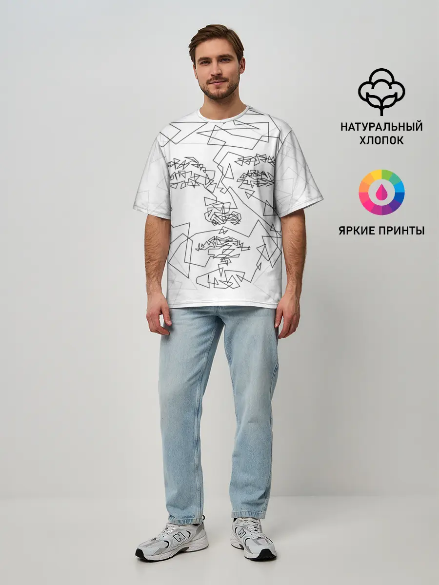 Мужская футболка оверсайз / Геометрическое лицо