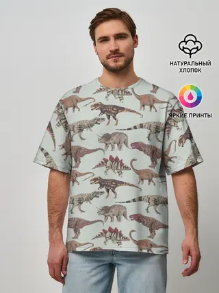 Мужская футболка оверсайз / Динозавры