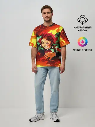 Мужская футболка оверсайз / КЛИНОК РАССЕКАЮЩИЙ ДЕМОНОВ