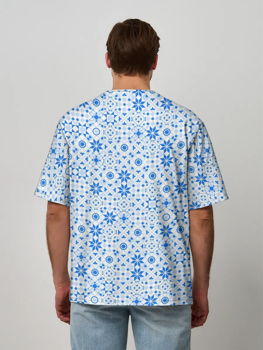 Мужская футболка оверсайз / Орнамент снежинки