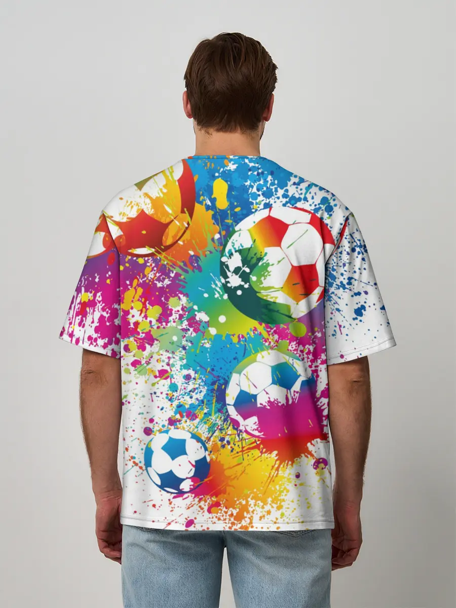 Мужская футболка оверсайз / Футбольные мячи