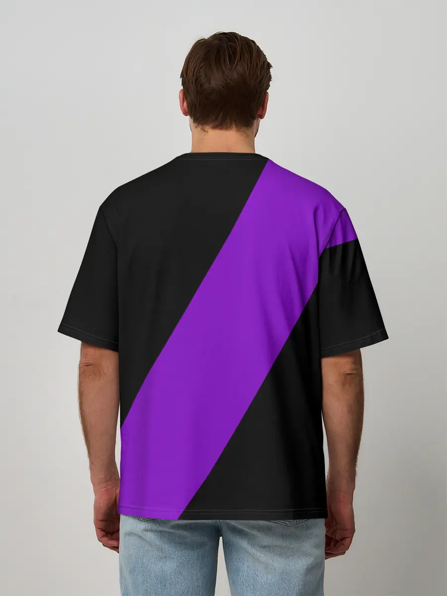 Мужская футболка оверсайз / Чёрный клевер демон в сиреневом