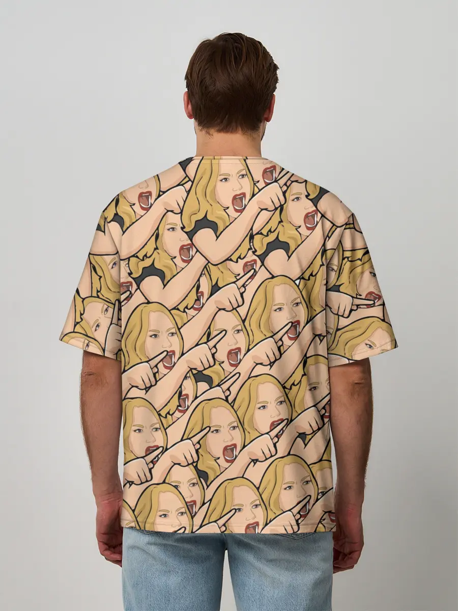 Мужская футболка оверсайз / Many women yelling at Cat meme