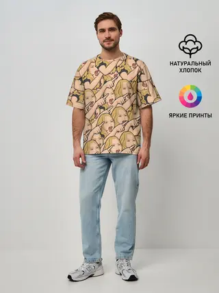 Мужская футболка оверсайз / Many women yelling at Cat meme