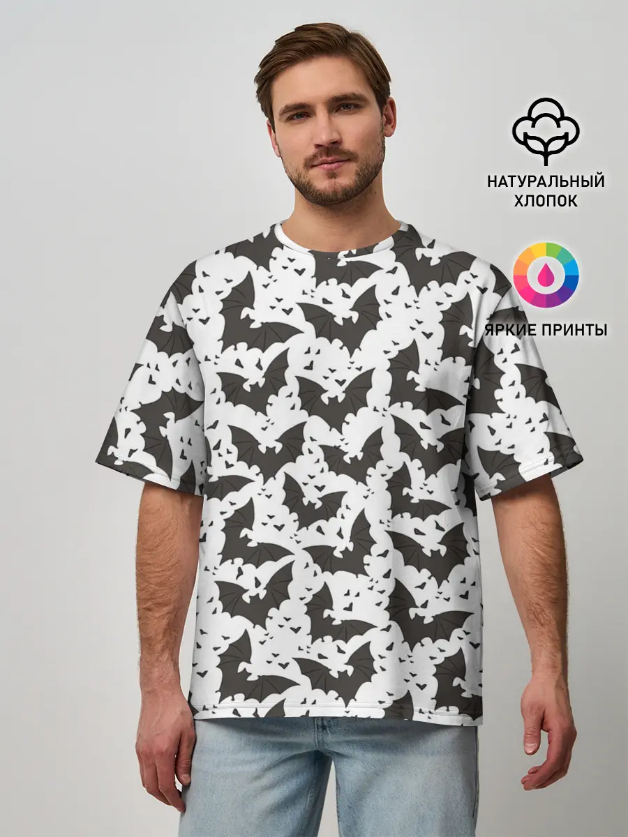 Мужская футболка оверсайз / Летучие мыши