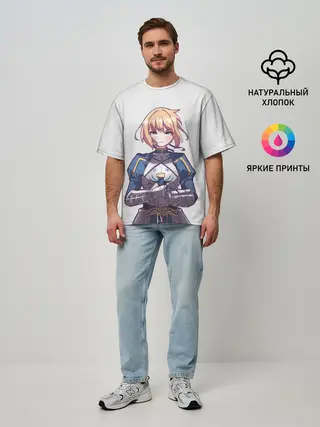 Мужская футболка оверсайз / Девушка рыцарь