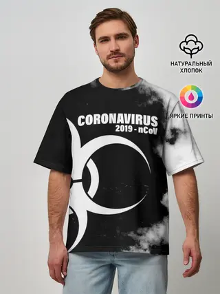 Мужская футболка оверсайз / Coronavirus 2019 - nCoV