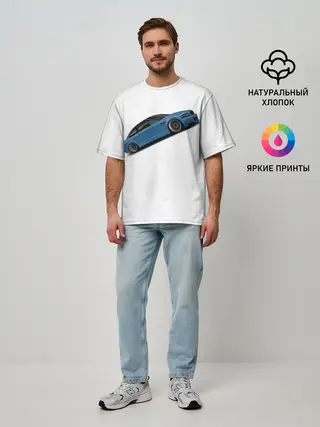 Мужская футболка оверсайз / СиняЯ МашиНа