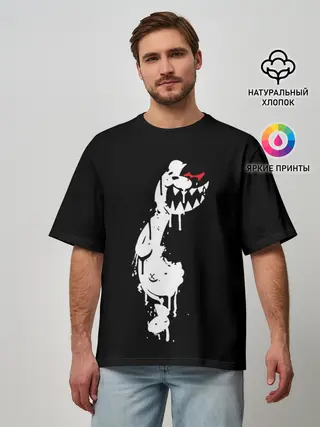 Мужская футболка оверсайз / MONOKUMA в темноте