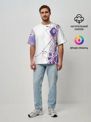 Мужская футболка оверсайз / Фиолетовые нити