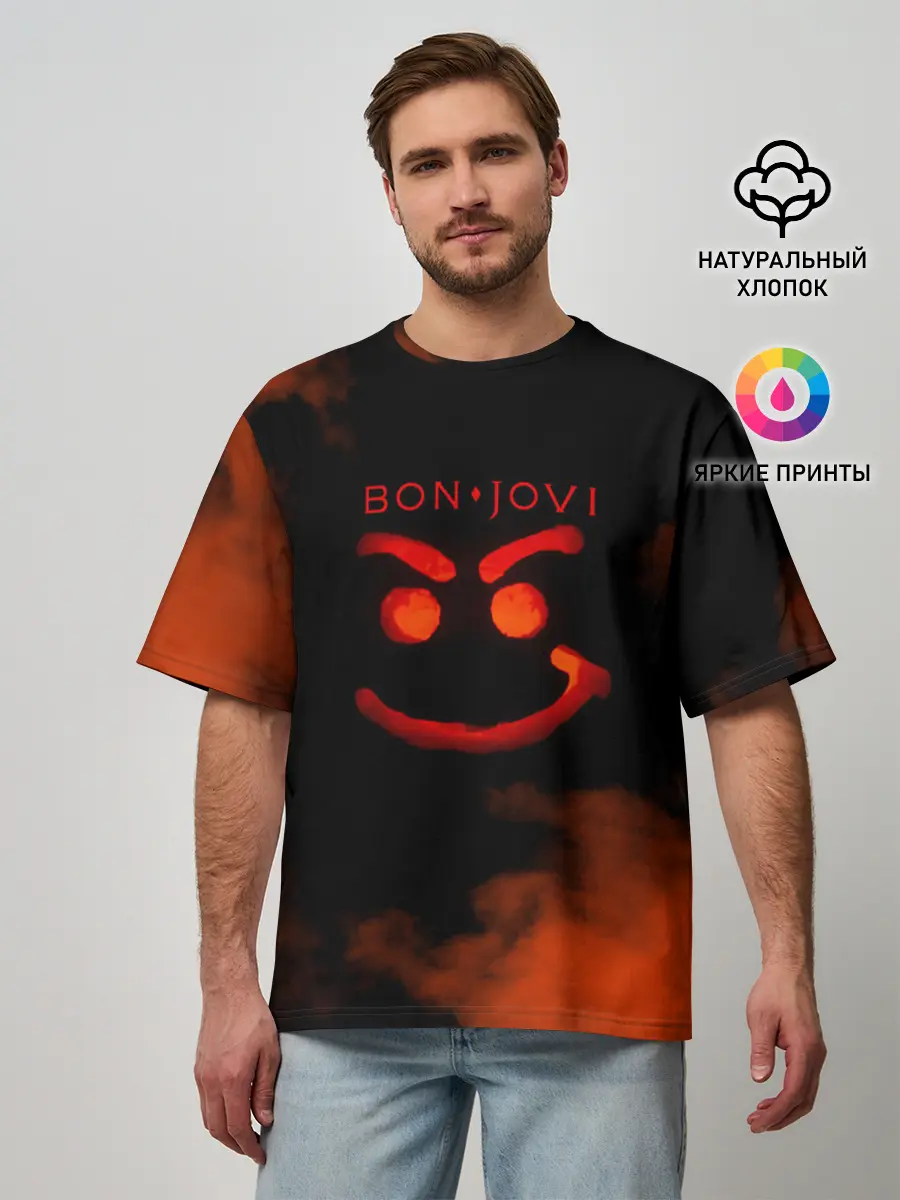 Мужская футболка оверсайз / Bon Jovi