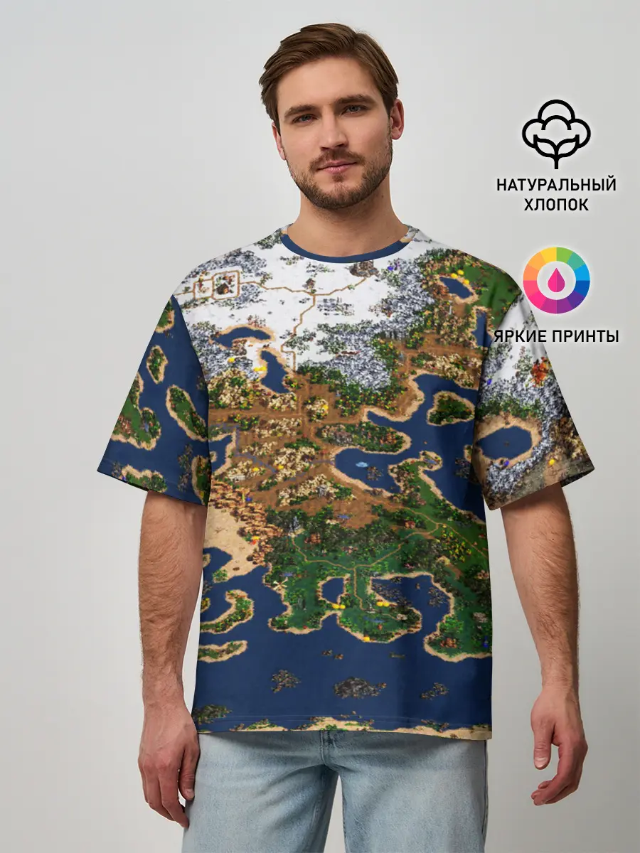 Мужская футболка оверсайз / HEROES 3 КАРТА