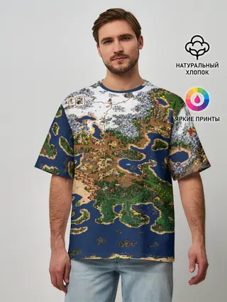 Мужская футболка оверсайз / HEROES 3 КАРТА