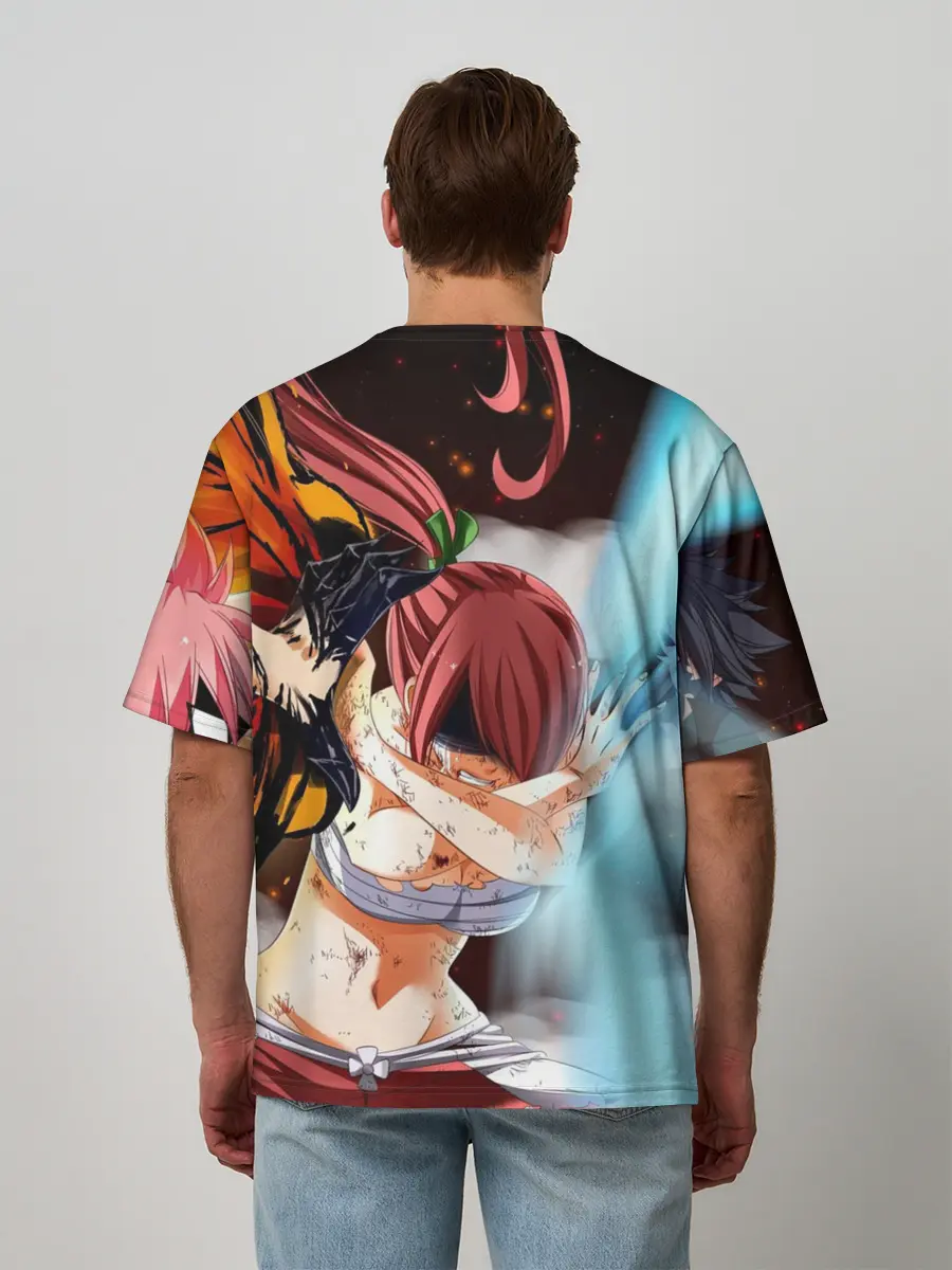 Мужская футболка оверсайз / Нацу и Грей против Эльзы
