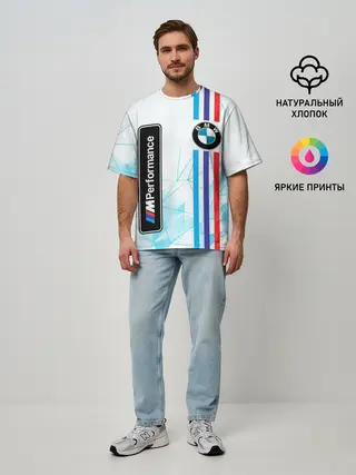 Мужская футболка оверсайз / BMW / БМВ / M PERFORMANCE