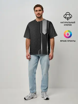 Мужская футболка оверсайз / Кибернетическая броня