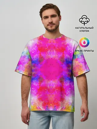 Мужская футболка оверсайз / КРАСОЧНАЯ ГАЛАКТИКА